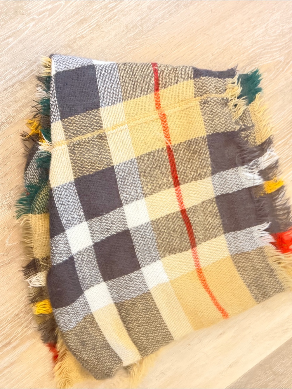 Cozy Plaid Scarf - Yellow & Gray
